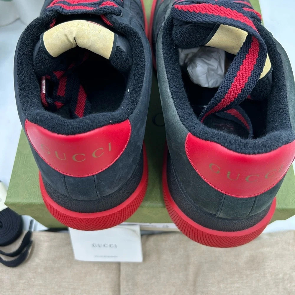 Men's Gucci SCREENER sneakers in black GG canvas, and Leather size 12